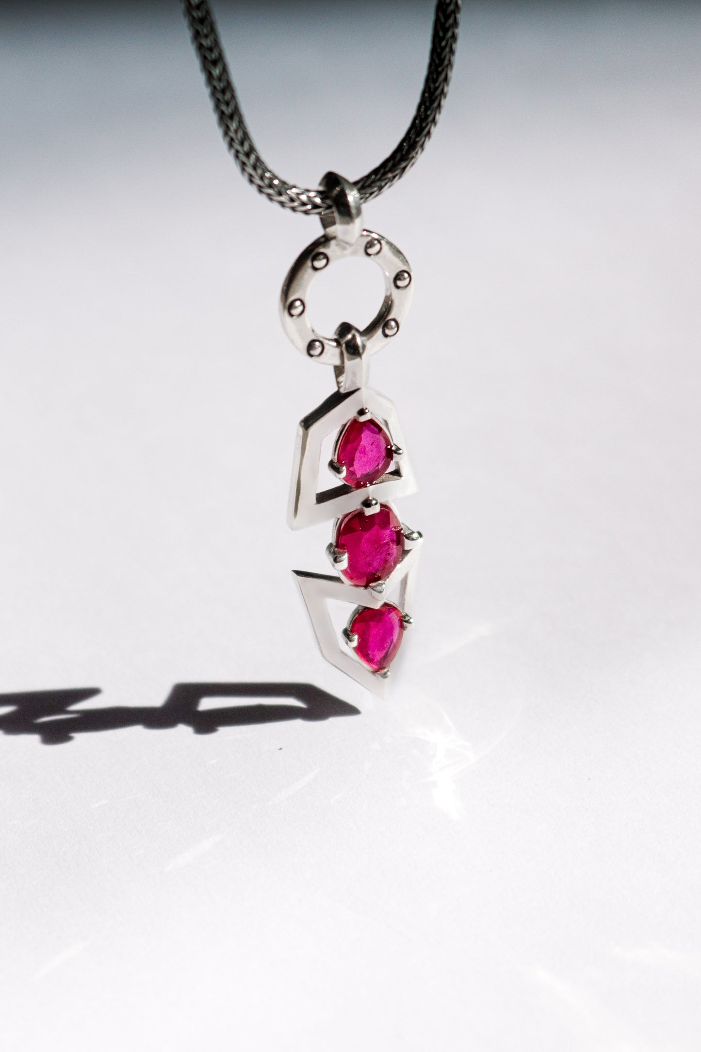 Geometric Ruby Trio Pendant