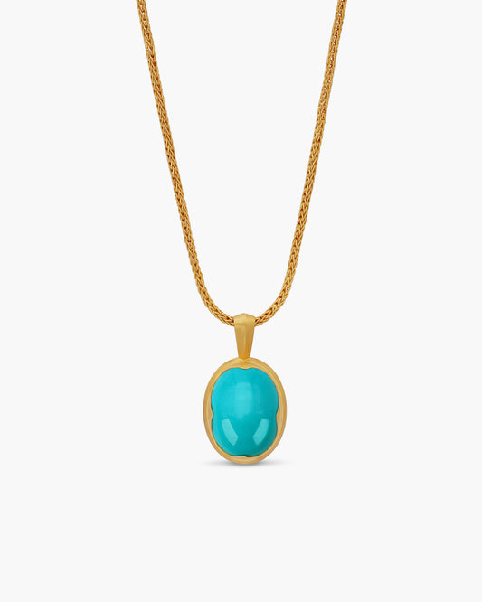 Fiore Oval Sleeping Beauty Turquoise Gold Necklace