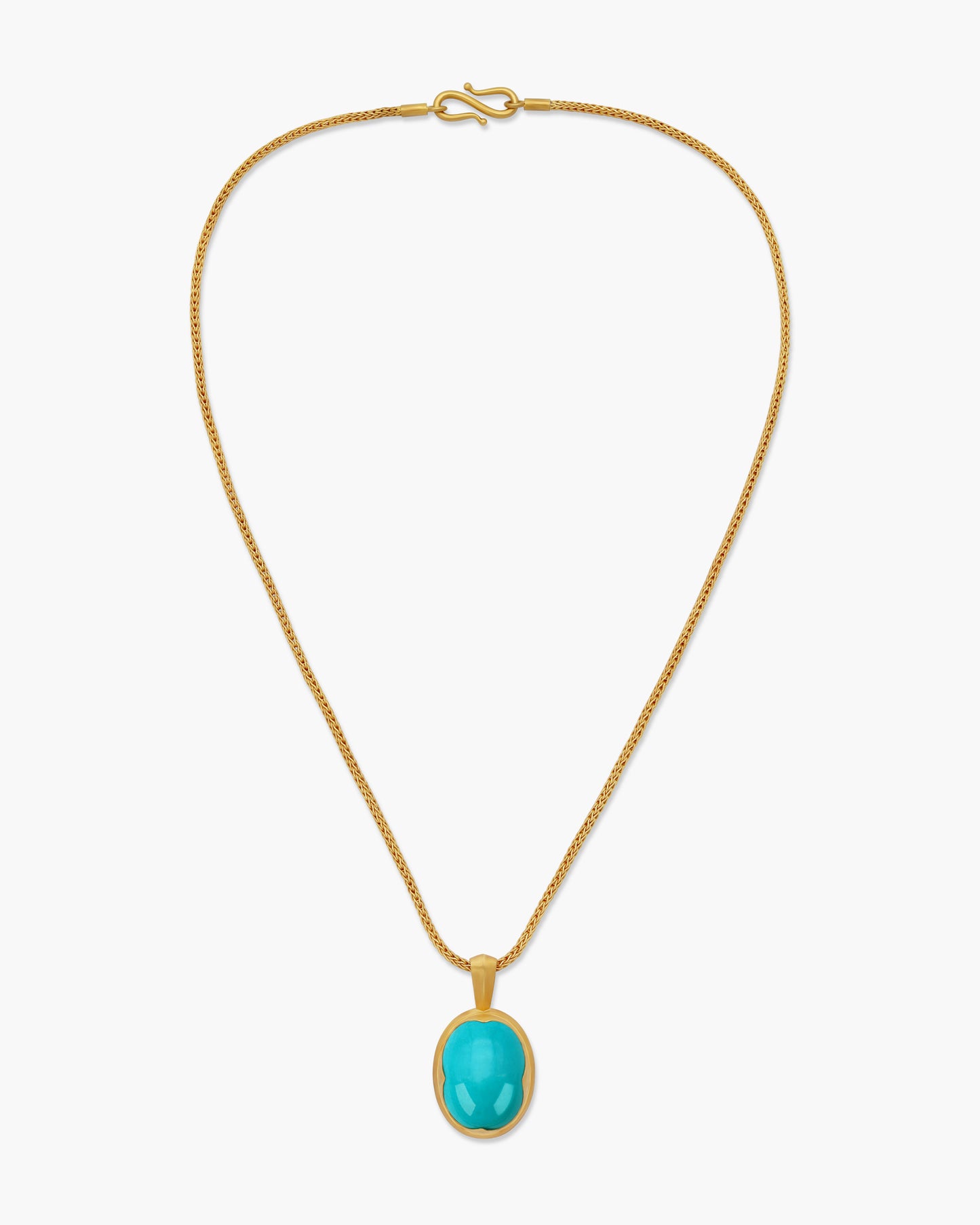 Fiore Oval Sleeping Beauty Turquoise Gold Necklace