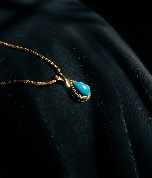 Sleeping Beauty Turquoise Mini Droplet Gold Necklace