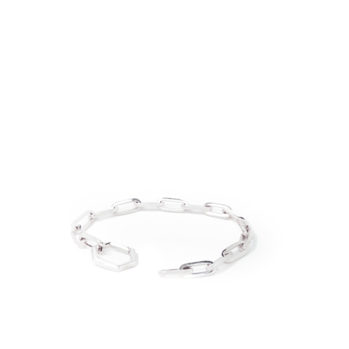 Nautical Chain Hexagon Clasp Bracelet, Sterling Silver